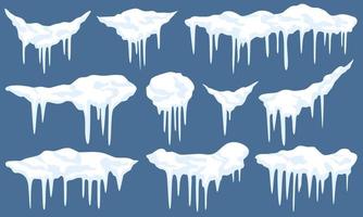 Icicles collection for winter. Snow element decoration vector