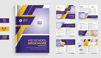 Kid School Education company bi-fold brochure template vector