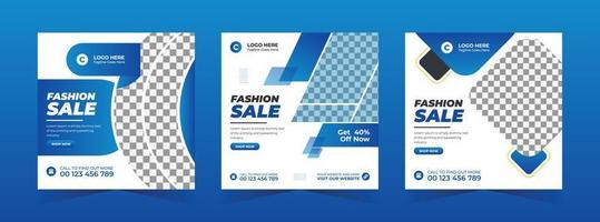 Modern dynamic fashion sale social media post and web banner bundle template vector