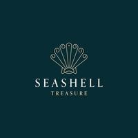 Luxurious seashell or scallop with line style logo icon design template flat vector