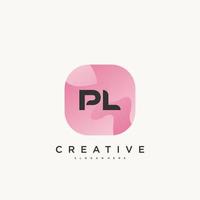 PL Initial Letter Colorful logo icon design template elements Vector Art