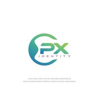 PX Initial letter circular line logo template vector with gradient color blend