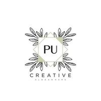 PU Initial Letter Flower Logo Template Vector premium vector art