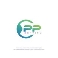 PP Initial letter circular line logo template vector with gradient color blend