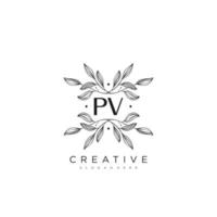 PV Initial Letter Flower Logo Template Vector premium vector art