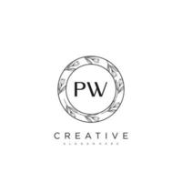 PW Initial Letter Flower Logo Template Vector premium vector art