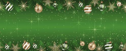 Seamless Abstract Vector Illustration With Christmas Balls And Luminous Background With Text Space. Horizontally Repeatable.