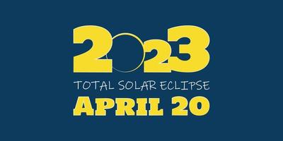 2023 Solar Eclipse Totality. vector illustration. 20 April. Horizontal banner