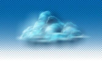 Realistic big white cloud fog smoke on blue checkered background vector