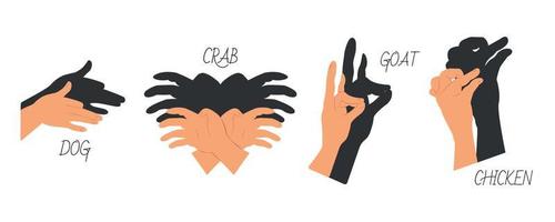 Hands gestures shadow. Antique gaming puppets from hands different theatral action animals dog, crab, goat, chicken, recent vector symbols 13925677 Vector Art at Vecteezy Hands gestures shadow. Antique gaming puppets from hands different theatral action animals dog, crab, goat, chicken, recent vector symbols 13925677 Vector Art at Vecteezy