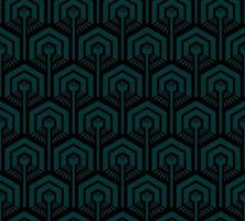 BLACK SEAMLESS VECTOR BACKGROUND WITH EMERALD HEXAGONS
