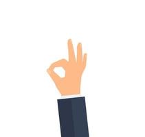 Ok hand sign. Positive like and OK gesture, expressing satisfaction, agreement and approval. good feedback concept. Flat vector illustration isolated on white background