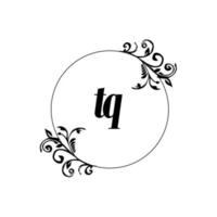 Initial TQ logo monogram letter feminine elegance vector