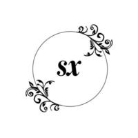 Initial SX logo monogram letter feminine elegance vector