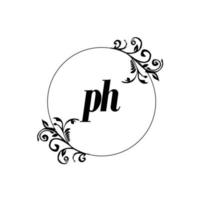 Initial PH logo monogram letter feminine elegance vector