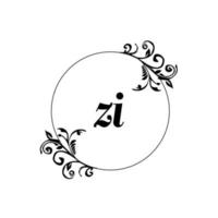 inicial zi logo monograma carta elegancia femenina vector