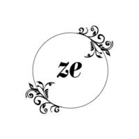 Initial ZE logo monogram letter feminine elegance vector