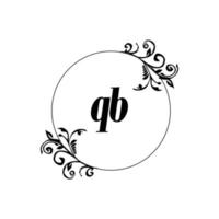 inicial qb logo monograma carta elegancia femenina vector