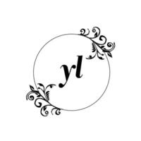 inicial yl logo monograma carta elegancia femenina vector