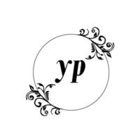 inicial yp logo monograma carta elegancia femenina vector