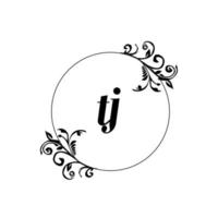 Initial TJ logo monogram letter feminine elegance vector