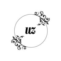 Initial UZ logo monogram letter feminine elegance vector