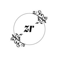 Initial ZR logo monogram letter feminine elegance vector