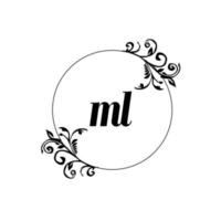 Initial ML logo monogram letter feminine elegance vector