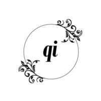 inicial qi logo monograma letra elegancia femenina vector