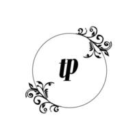 Initial TP logo monogram letter feminine elegance vector