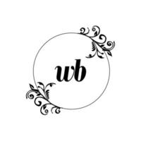 Initial WB logo monogram letter feminine elegance vector