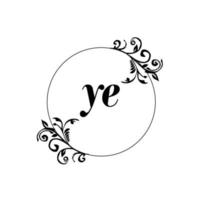 inicial ye logo monograma carta elegancia femenina vector