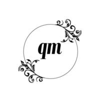 Initial QM logo monogram letter feminine elegance vector