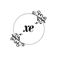 Initial XE logo monogram letter feminine elegance vector