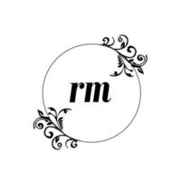 inicial rm logo monograma carta elegancia femenina vector