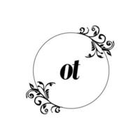 Initial OT logo monogram letter feminine elegance vector