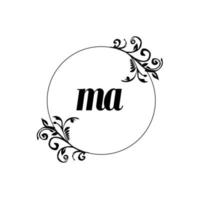 Initial MA logo monogram letter feminine elegance vector