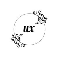 inicial ux logo monograma carta elegancia femenina vector
