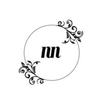 inicial nn logo monograma carta elegancia femenina vector