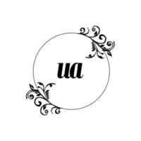 inicial ua logo monograma carta elegancia femenina vector
