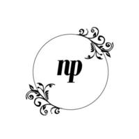 Initial NP logo monogram letter feminine elegance vector