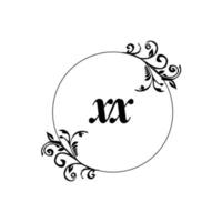 inicial xx logo monograma carta elegancia femenina vector