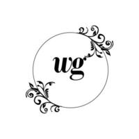 inicial wg logo monograma carta elegancia femenina vector