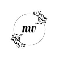 inicial nw logo monograma carta elegancia femenina vector