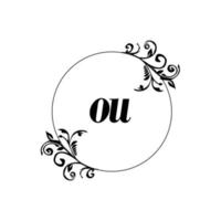 inicial ou logo monograma carta elegancia femenina vector