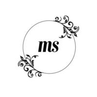 Initial MS logo monogram letter feminine elegance vector