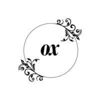 Initial OX logo monogram letter feminine elegance vector