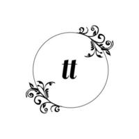 inicial tt logo monograma carta elegancia femenina vector
