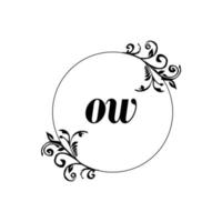 Initial OW logo monogram letter feminine elegance vector