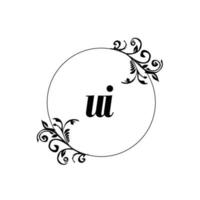 Initial UI logo monogram letter feminine elegance vector